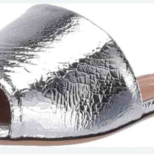 Aldo Silver Peep-Toe Mules with Reflective‎ Finish